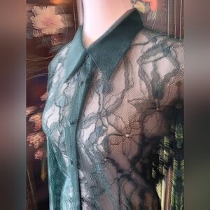 RW&CO Forest Green Lace Top